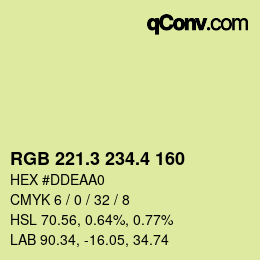 カラーコード: RGB 221.3 234.4 160 | qconv.com