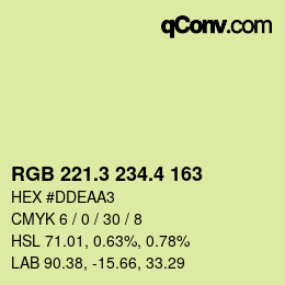 カラーコード: RGB 221.3 234.4 163 | qconv.com
