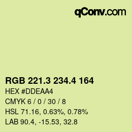 カラーコード: RGB 221.3 234.4 164 | qconv.com