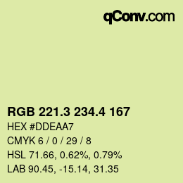 カラーコード: RGB 221.3 234.4 167 | qconv.com