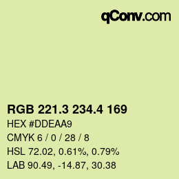 カラーコード: RGB 221.3 234.4 169 | qconv.com