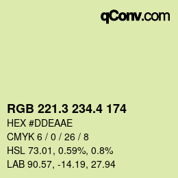 カラーコード: RGB 221.3 234.4 174 | qconv.com