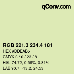 カラーコード: RGB 221.3 234.4 181 | qconv.com