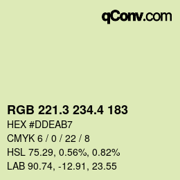 カラーコード: RGB 221.3 234.4 183 | qconv.com