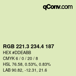カラーコード: RGB 221.3 234.4 187 | qconv.com