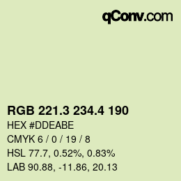 カラーコード: RGB 221.3 234.4 190 | qconv.com