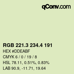 カラーコード: RGB 221.3 234.4 191 | qconv.com