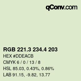 カラーコード: RGB 221.3 234.4 203 | qconv.com