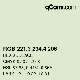 カラーコード: RGB 221.3 234.4 206 | qconv.com