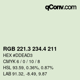 カラーコード: RGB 221.3 234.4 211 | qconv.com