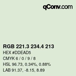 カラーコード: RGB 221.3 234.4 213 | qconv.com