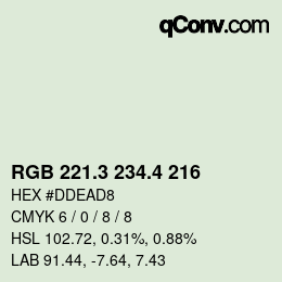 カラーコード: RGB 221.3 234.4 216 | qconv.com