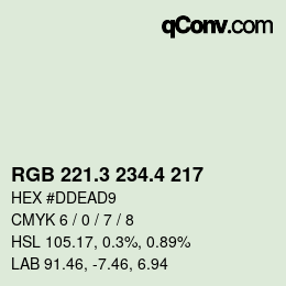 カラーコード: RGB 221.3 234.4 217 | qconv.com