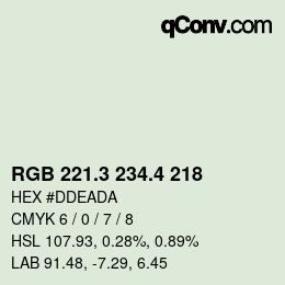 カラーコード: RGB 221.3 234.4 218 | qconv.com