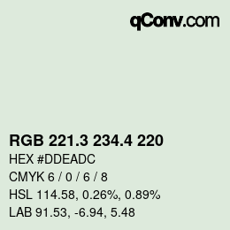 カラーコード: RGB 221.3 234.4 220 | qconv.com