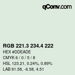 カラーコード: RGB 221.3 234.4 222 | qconv.com