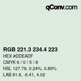 カラーコード: RGB 221.3 234.4 223 | qconv.com