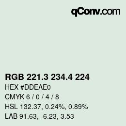 カラーコード: RGB 221.3 234.4 224 | qconv.com