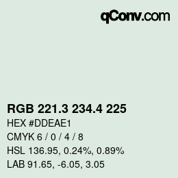 カラーコード: RGB 221.3 234.4 225 | qconv.com