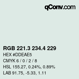 カラーコード: RGB 221.3 234.4 229 | qconv.com