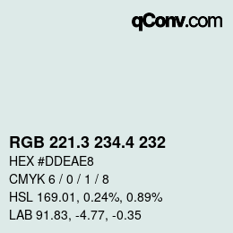 カラーコード: RGB 221.3 234.4 232 | qconv.com