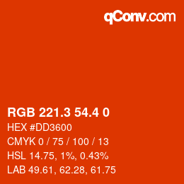 カラーコード: RGB 221.3 54.4 0 | qconv.com