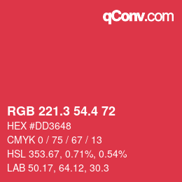 カラーコード: RGB 221.3 54.4 72 | qconv.com