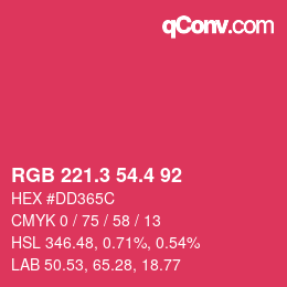 カラーコード: RGB 221.3 54.4 92 | qconv.com