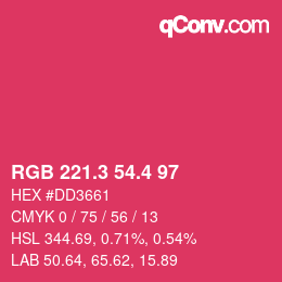 カラーコード: RGB 221.3 54.4 97 | qconv.com