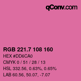 カラーコード: RGB 221.7 108 160 | qconv.com