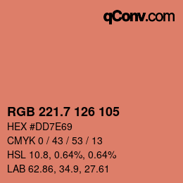 カラーコード: RGB 221.7 126 105 | qconv.com