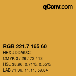 カラーコード: RGB 221.7 165 60 | qconv.com