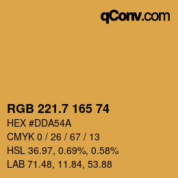 カラーコード: RGB 221.7 165 74 | qconv.com