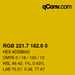 カラーコード: RGB 221.7 182.6 0 | qconv.com