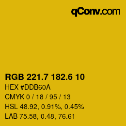 カラーコード: RGB 221.7 182.6 10 | qconv.com