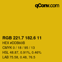 カラーコード: RGB 221.7 182.6 11 | qconv.com