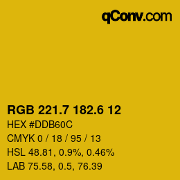 カラーコード: RGB 221.7 182.6 12 | qconv.com