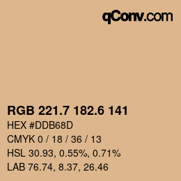 カラーコード: RGB 221.7 182.6 141 | qconv.com