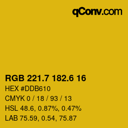 カラーコード: RGB 221.7 182.6 16 | qconv.com