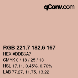 カラーコード: RGB 221.7 182.6 167 | qconv.com