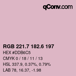 カラーコード: RGB 221.7 182.6 197 | qconv.com