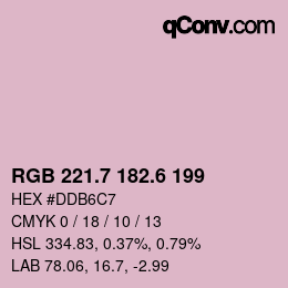 カラーコード: RGB 221.7 182.6 199 | qconv.com