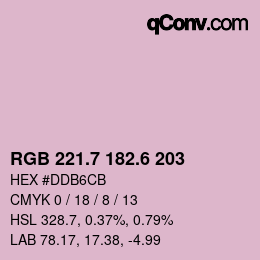 カラーコード: RGB 221.7 182.6 203 | qconv.com