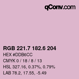 カラーコード: RGB 221.7 182.6 204 | qconv.com
