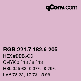 カラーコード: RGB 221.7 182.6 205 | qconv.com
