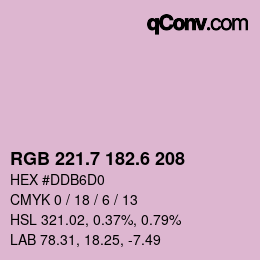 カラーコード: RGB 221.7 182.6 208 | qconv.com