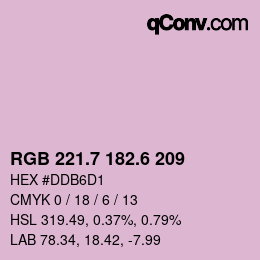 カラーコード: RGB 221.7 182.6 209 | qconv.com