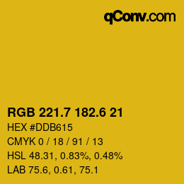 カラーコード: RGB 221.7 182.6 21 | qconv.com