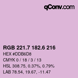 カラーコード: RGB 221.7 182.6 216 | qconv.com