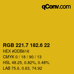 カラーコード: RGB 221.7 182.6 22 | qconv.com